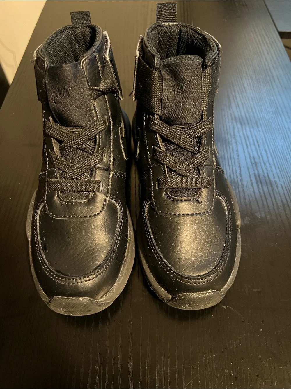 Nike Kids Black High-Top Sneakers with Hook-and-Loop Strap